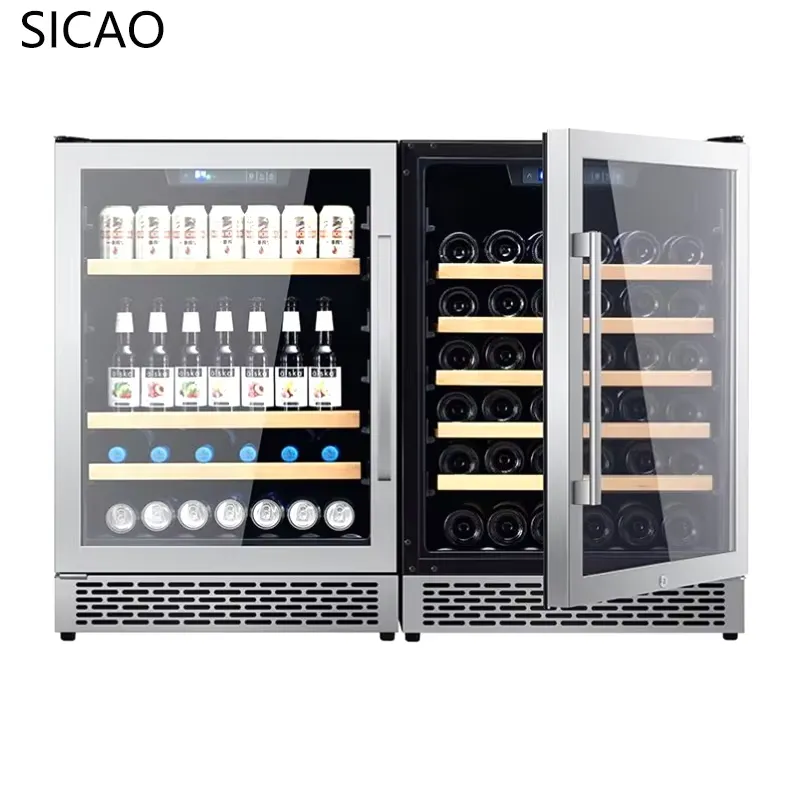 Wine Beer Cooler Fridge - 2-türiger Wein- und Bierkühlschrank mit Glasvitrine,