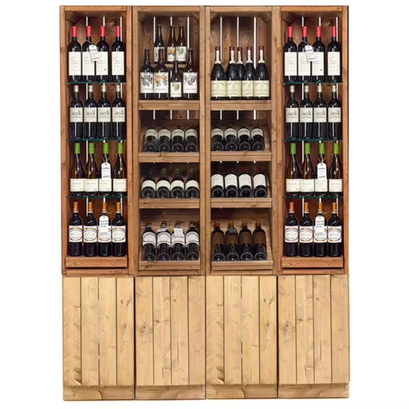 Wine Beer Supermarket - Hochwertiger, vollständig anpassbarer kommerzieller Holz-Weinschrank, Supermarkt-Bierpräsentationsständer,