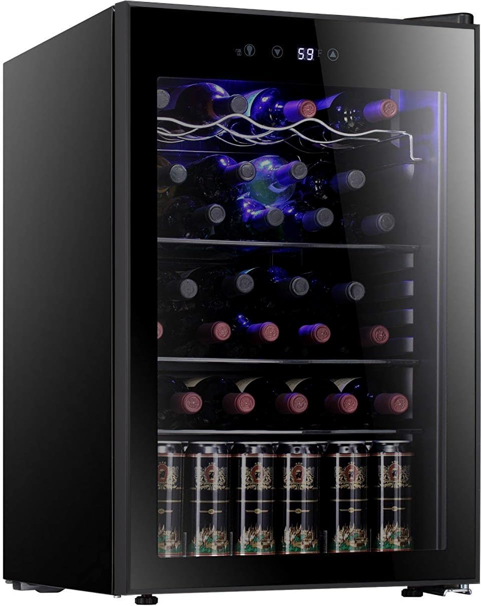 Wine Beer Cooler Fridge - 36-Flaschen-Weinkühler/Schrank-Getränkekühlschrank Kleiner Mini-Weinkeller Bier-Soda-Bar-Kühlschrank Leiser Betrieb