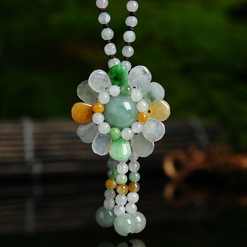 Cocktail Shaker Set - Zertifiziert Birmanischen Jade Sunflower Anhänger Jadeit