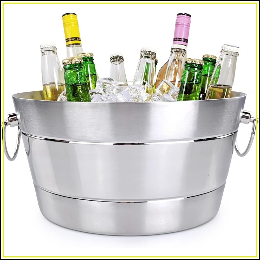 Wine Beer Images - Doppelwandiger Edelstahl-Eiskübel, 12QT Auslaufsicherer Getränkekühler für